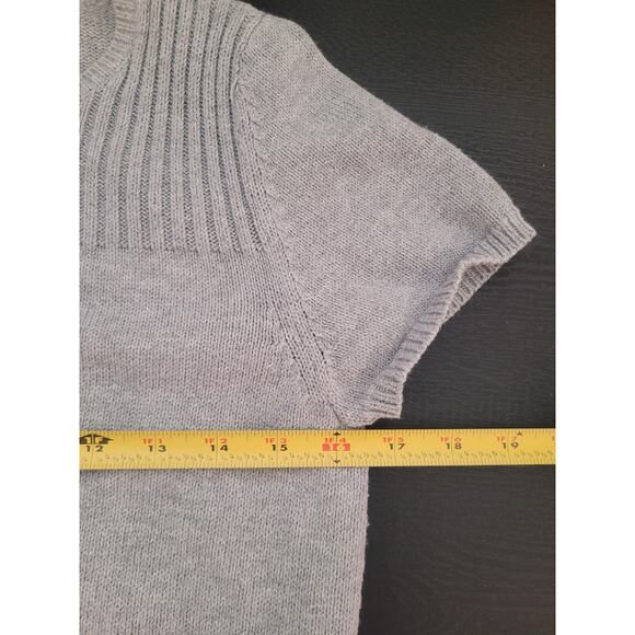 VTG Y2K Mudd Cropped Cable Knit Cardigan Sweater Sz L Gray Twee Preppy Fisherman - Picture 5 of 7